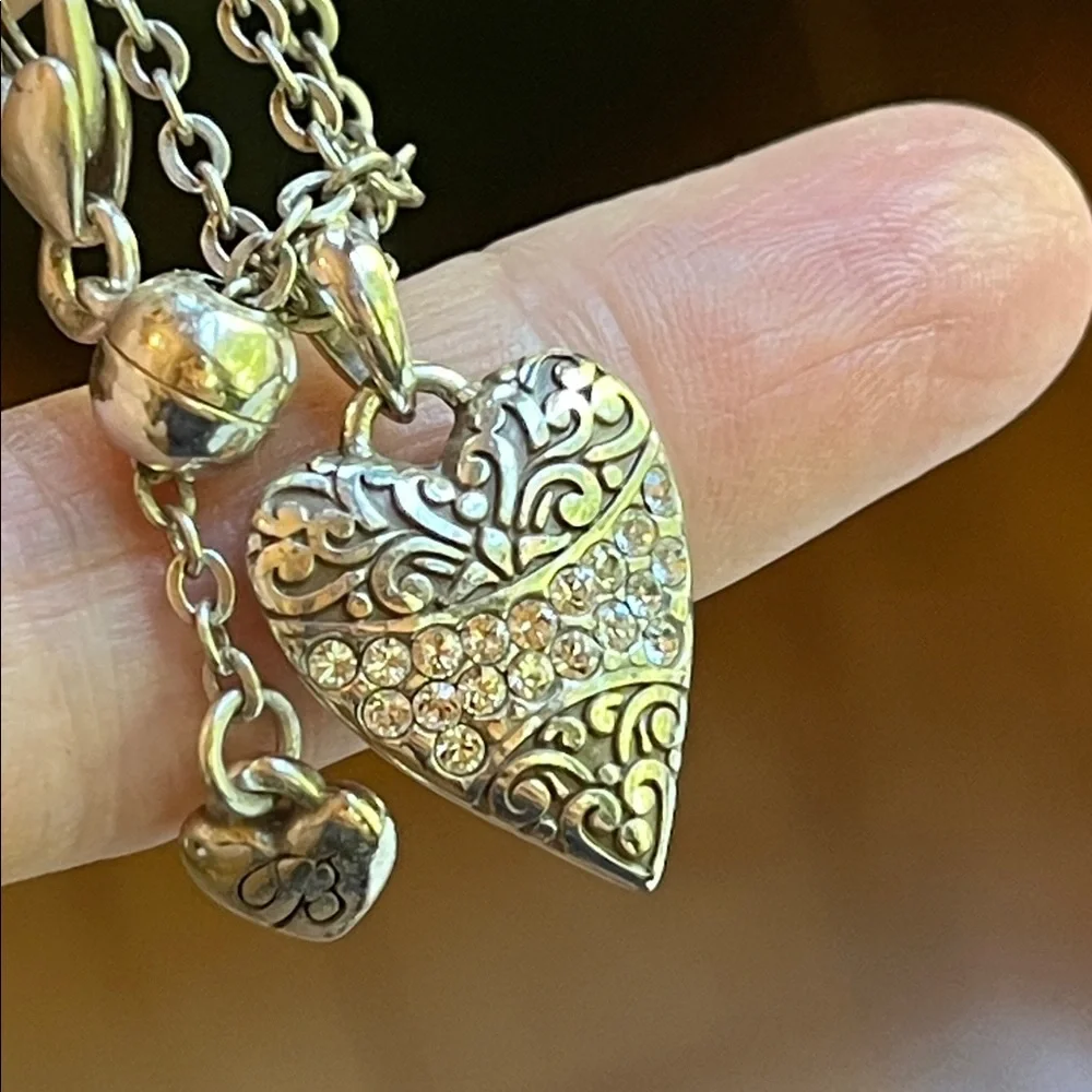 Retired Brighton reversible love rhinestone heart adjustable necklace - Picture 7 of 14